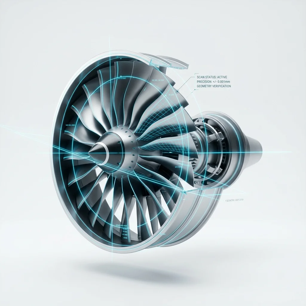 Minimalist aerospace precision 3D rendering