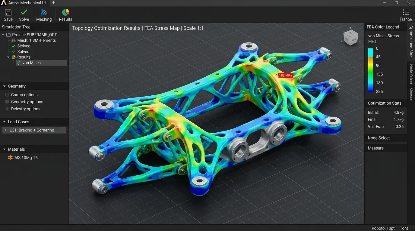 Lightweighting Topology Optimization 3D CAD Render