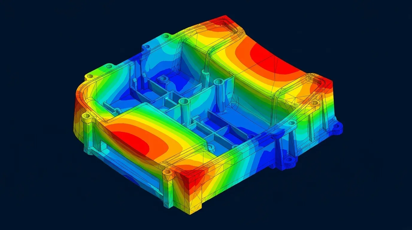 CAE Polymer Warpage and Differential Cooling Heatmap