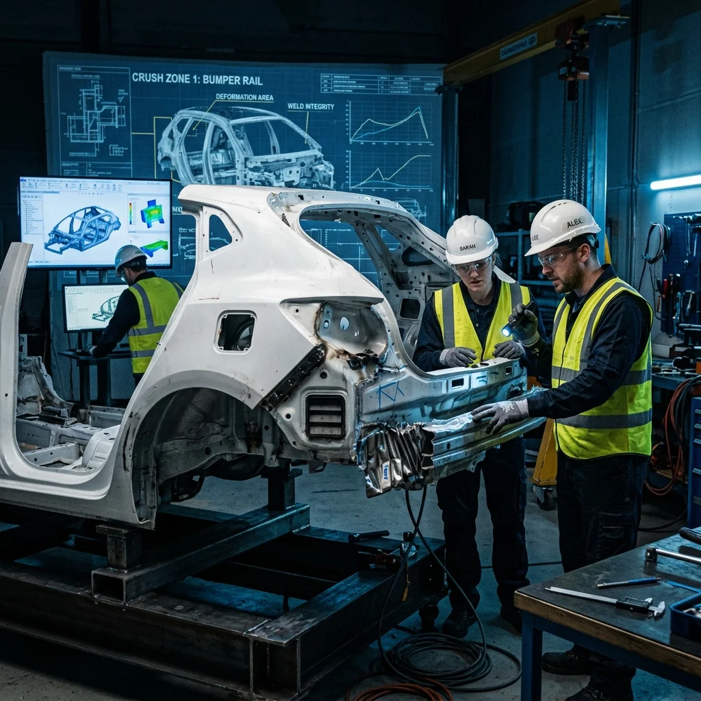 Automotive crash structure teardown and root cause analysis