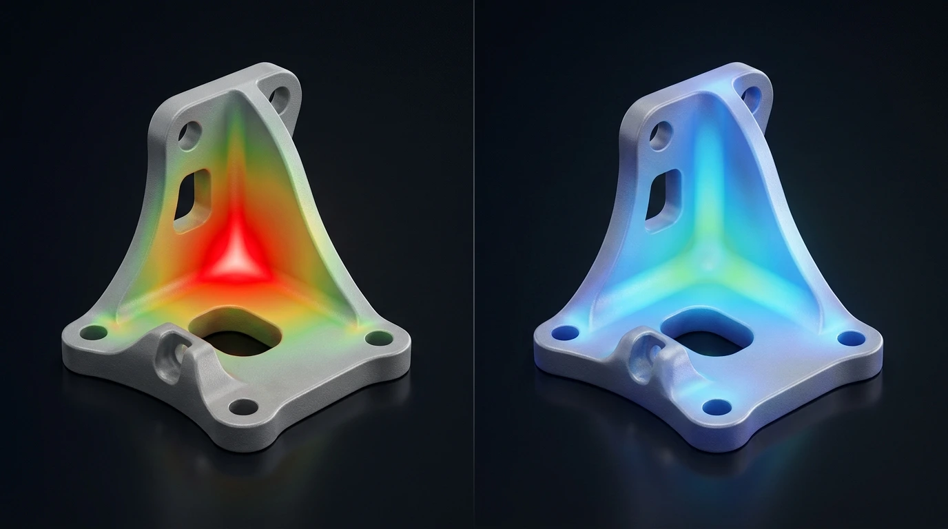 Side-by-Side Comparison of High Stress Notch Corner vs Optimized Compound Fillet Geometry
