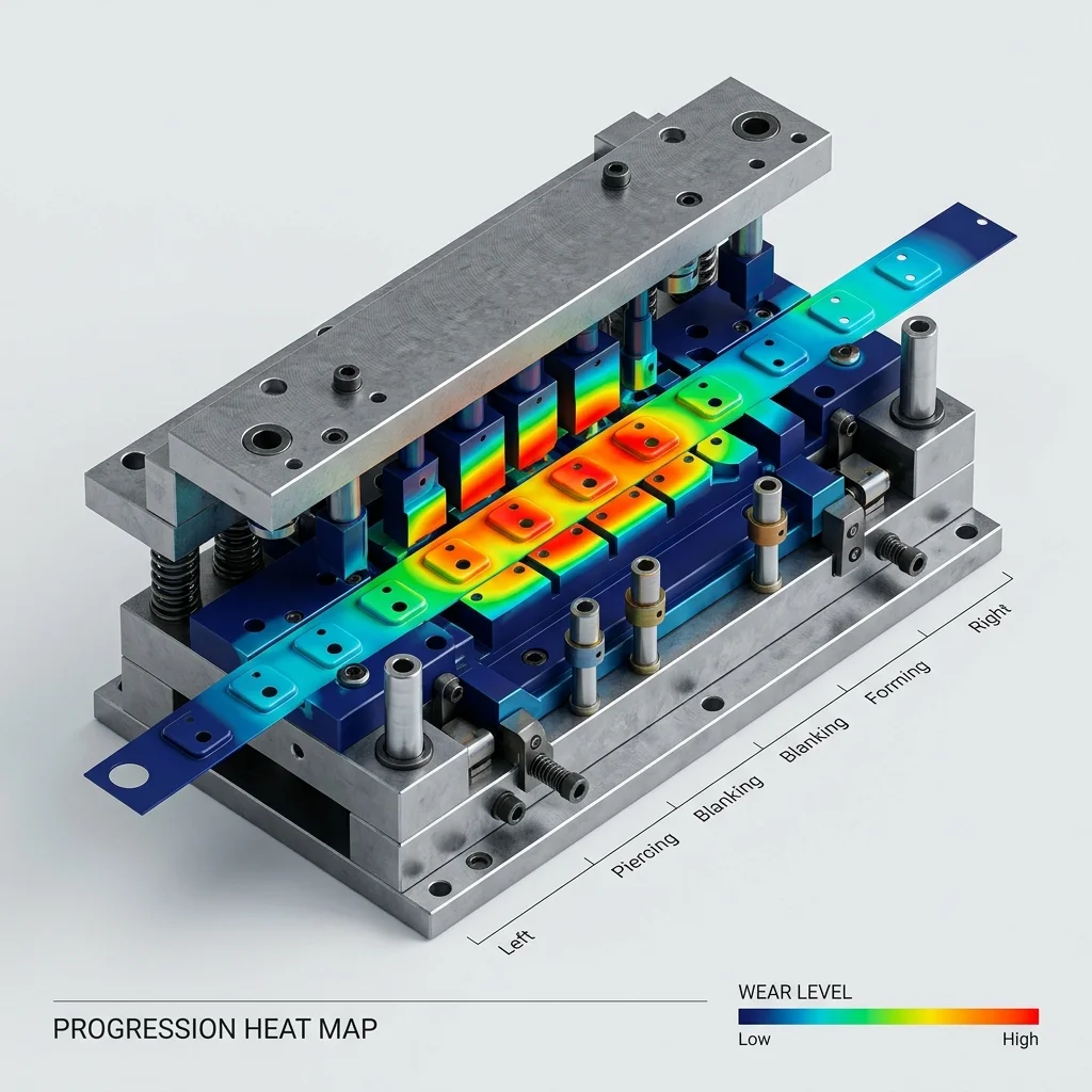 Color deviation wear map of stamping die surface