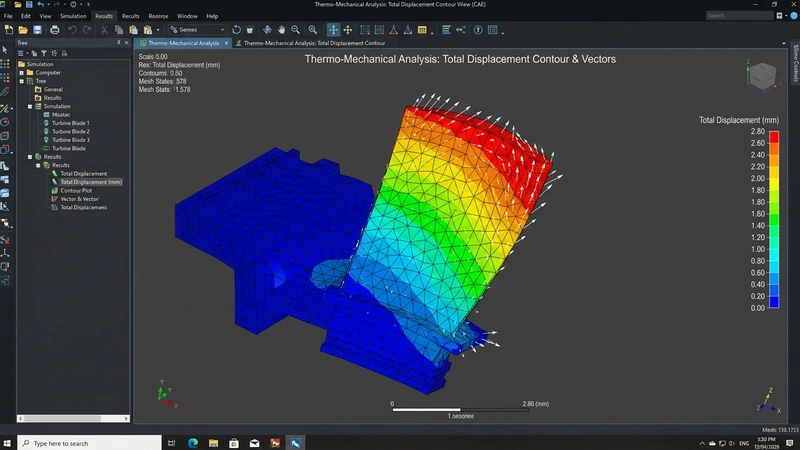 Structural Deformation and Thermo-Mechanical Displacement Plot